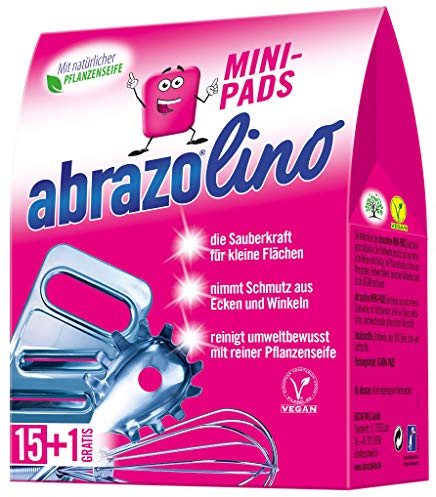 abrazo Minis – 16 cuscini per la pulizia di pentole, barbecue, forno, pratica spugna con sapone vegetale vegano, spugna per la pulizia