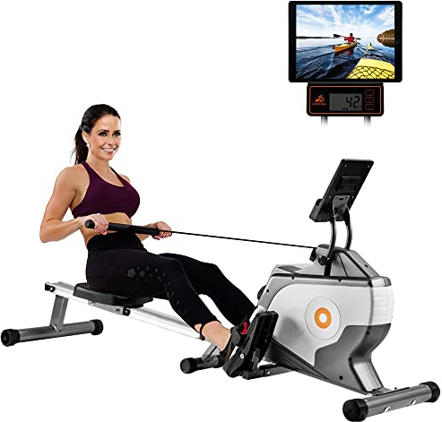 Rudergeräte Für Zuhause Klappbar - Magnetisches Rudergerät Klapp-Rudergerät mit Magnetischem Spannsystem, LED-Monitor, 4 kg Schwungmasse und 8 stufige Widerstandseinstellung für Fitness zu Hause