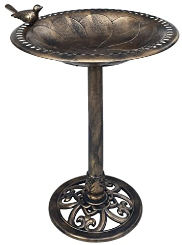 vidaXL Vogelbad Vogeltränke Vogel Futterstelle Tränke Bad für Balkon Terrasse Garten Gartendeko Vogelbecken Wasserschale Bronzen Kunststoff