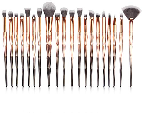 Makeupborstset 20 nylonfibrer diamantfasetterade handtag skönhetsverktyg ögonskugga ögonbryn ögonfrans läppborste set bärbar borste (J)