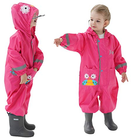 Baogaier Pöl-kostym, barn, vattentät kostym, pojkar, flickor, allt-i-ett, regndräkt, lätt, djurmönster, onesie, regnkläder, barn, regnrock, lätt, snabbtorkande, reflekterande rand för unisex, småbarn,