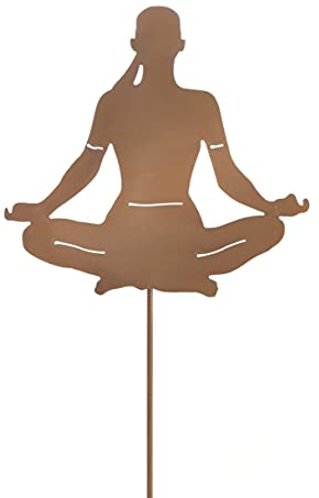 Metall Stecker. Yoga OM. Rost Gartenstecker. Edelrost. 15 x 15 x 77 cm.. Art.: 79601