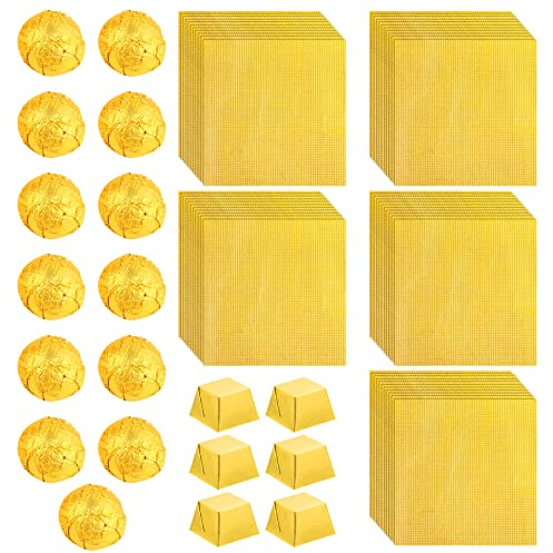 Prasacco 300 Stück Goldfolie Wrapper, Papier Schokoladen Verpackung aus Aluminiumfolie Bonbonpapier für DIY Süßigkeiten (8x8cm)