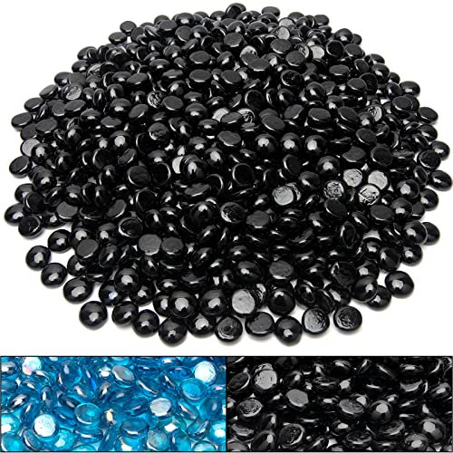 LEIMO KPARTS Perline in Vetro Nero da 4,5 kg, per braciere a propano, 1/2 Pollici, Riflettenti, Pietre in Vetro per braciere da Tavolo