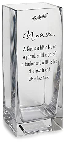 Personalised Square Nan Glass Flower Vase Gift Present