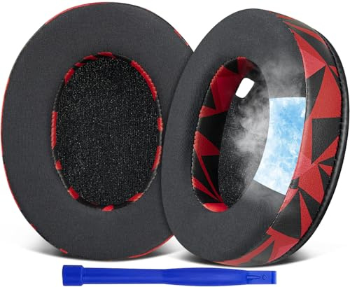 SOULWIT Cooling-Gel Earpads Replacement for Sony WH-1000XM4 (WH1000XM4) Headphones, Ear Pads Cushions with High-Density Noise Isolation Foam, Added Thickness, Without Affecting Sensor - Red Storm