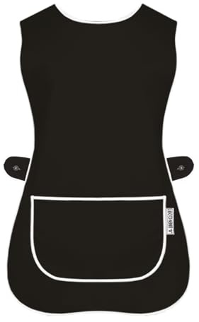 LINEN CLOSET Delantales tipo chaleco con bolsillos para mujer y hombre, para limpieza, catering, chef, cocina, unisex, delantal Hygea, delantales de trabajo, negro, XXL