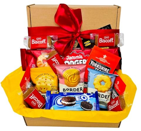 Jammie Dodger Biscuits Gift Set – Luxury Biscuit Selection Box with Tea Bags & Poem – Includes Biscoff, Border & Chocolate Biscuits – Individually Wrapped Treats with Stellar Six Poem