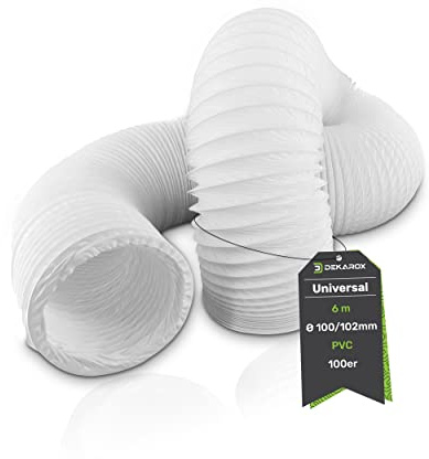 DEKAROX 6m PVC Abluftschlauch Schlauch Ø100/102mm flexibel für 100er Klimaanlage Wäschetrockner Ablufttrockner Dunstabzugshaube