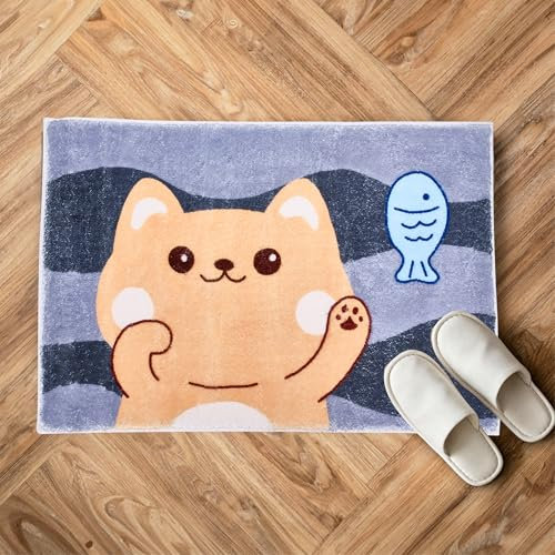 TranquilBeauty Microfiber Bathroom Mats - Animal Themed Design with Purple Background Bathroom Rugs - Non Slip Bathmat Ideal for Drying Floors in Front of Shower - Multi-Function Doormat - 60x40cm