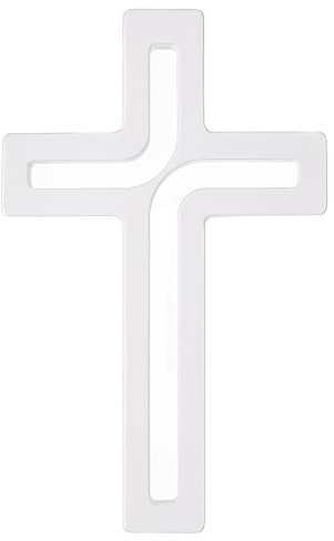 Drewniane Krzyże Hängendes Kreuz aus Buchenholz Modern Wandkreuz Kruzifix Glatte Oberfläche Hängend Holzkreuz (Weiß, 25x16x1,6cm)