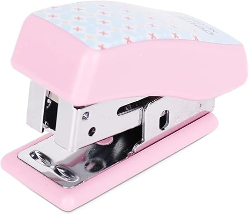 Niedlicher Hefter Robuster Hefter for den Schreibtisch. Die Kapazität des Mini-Hefters passt in Ihre Handfläche, tragbar und platzsparend Bürobedarf (Color : Pink)