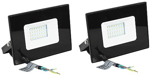 ELAELA 2 UNDS Foco Proyector LED 10W,20W,30W,50W para uso Exterior Iluminación Decoración 6500K luz fria Impermeable IP65 Negro y Resistente al agua. (20)
