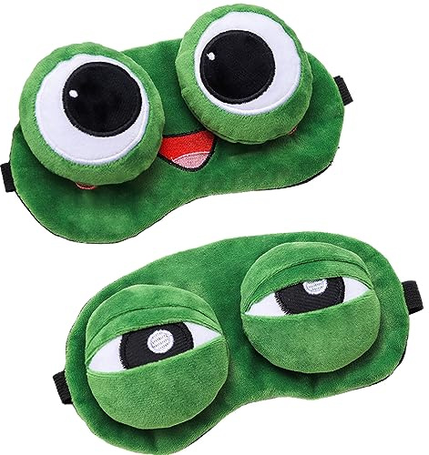 2 stück Nette Frosch Schlaf Augenmaske，Cartoon Lustige Augenabdeckung，Kreative Cartoon Lustige Augenabdeckung.