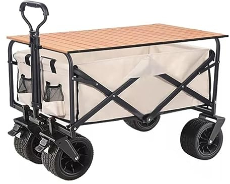 VONGAZ Faltbollerwagen Bollerwagen Handwagen Klappwagen Mit Tisch, Tragbar, Faltbar, Große Kapazität, Multifunktionswagen, Outdoor-Camping-Grillwagen Faltwagen Strandwagen Transportwagen