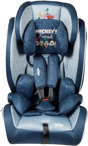 Seggiolino Auto ISOFIX Disney Mickey Mouse | Sicurezza Bambini 76-150 cm| Design Mickey, Minnie, Paperino, Pluto e Pippo | Fondo Blu con Gancio Tether