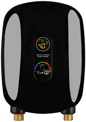 HarBin-Star Mini scaldabagno istantaneo, nero, 220 V, 6500 W, scaldabagno elettrico istantaneo piccolo, con indicatore di temperatura a LED, per cucina e bagno, IPX4, impermeabile
