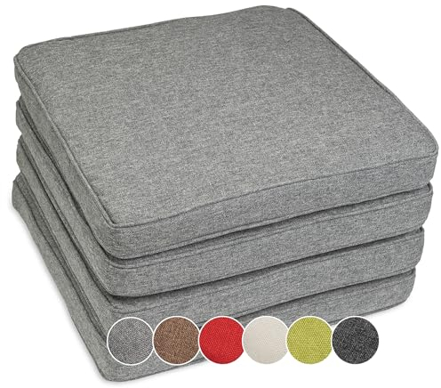 sunnypillow 4er Set Stuhlkissen wasserdicht UV-lichtecht 40 x 40 x 5cm - Polsterauflage Auflage für Stühle/Bänke - Sitzkissen Stuhlauflage für Haus und Garten - Indoor/Outdoor - Grau