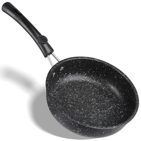 Dncvb Mini Padella Antiaderente 16 cm, Padella Antiaderente Piccola, Padellino per Uovo, Mini Padella Induzione con Manico Resistente al Calore, Cucina Sana, Adatto a Tutti i Fornelli