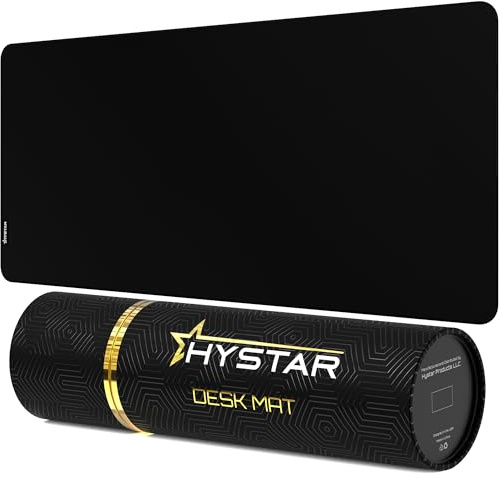 Hystar® Extended Gaming Mouse Pad | XXL 36 x 16 | 5mm Thick, Waterproof Surface, Smooth Polyester Fabric, and Natural Rubber Base | Classic Black
