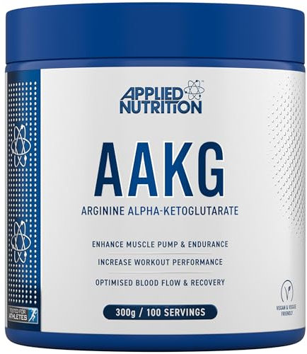 Applied Nutrition AAKG - L Arginine Alpha Ketoglutarate 3000mg per Serving, Nitric Oxide, Pre Workout Energy Boost, Muscle Pump Supplement (300g - 100 Servings)