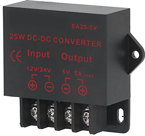 Convertidor de Voltaje 24V DC 12V a 5V 5A Fuente de Alimentación Reductor Regulador Transformador Módulo Accesorios Profesionales