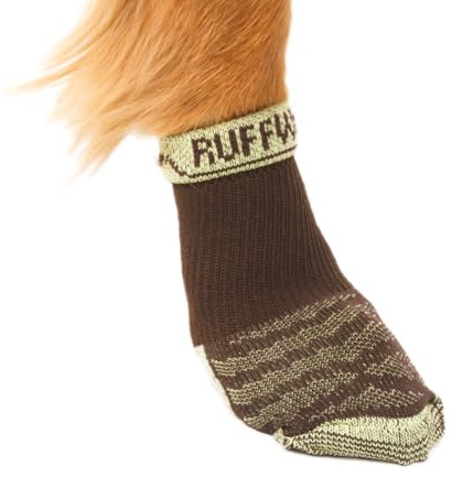 RUFFWEAR Bark'n Boot Socken für Hunde, mittelgroße Hundesocken für unter Hundeschuhen und Hundestiefeln, Set mit 4 bequemen, schnell trocknenden und verstärkten Hundesocken, Größe M, Erdbraun