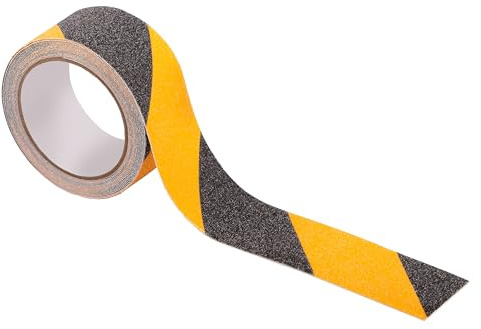 MIVOS Nastro segnaletico a strisce nero-giallo 50mm x 5m - Nastro segnaletico autoadesivo per la segnalazione di pavimenti e sicurezza - Nastro segnaletico - antiscivolo