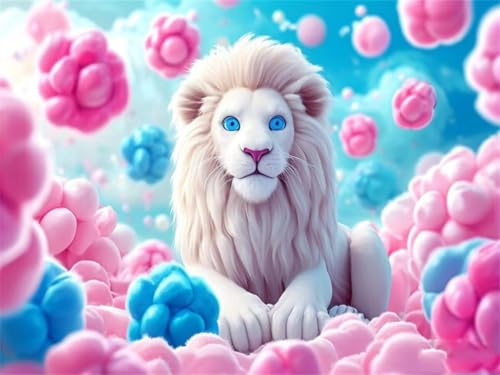Paint by Numbers for Adults, Lion Painting by Numbers Balloon Paint by Numbers for Children, Paint-by-Numbers with Paintbrushes and Acrylic Pigment, for Gift and Home Decor 40x54in (No Frame) YF-293