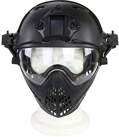 ANSNOW Militärischer Schutzhelm Für Airsoft-Paintball Im Armee-Kampf Mite, Schutzbrille, Taktischer Sicherheitshelm/Bk