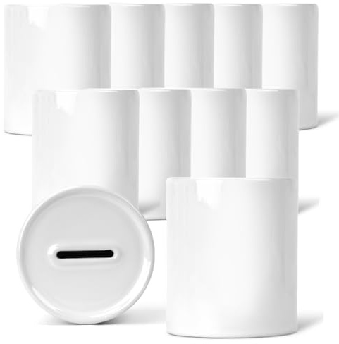 10x Spardose Sublimationsrohling Keramik Weiss mit Subli-Beschichtung Sublimation Blanko Werbegeschenk Print On Demand (10er Set)