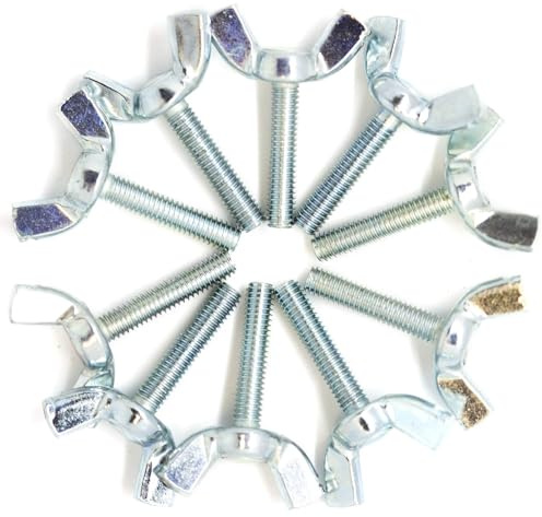 TOP-VIGOR 10Pcs M6*16mm Silver Stainless Steel Butterfly Wing Bolts, Wing Screws, Thumb Hand Screws for Machine Fastener, Machinery Equipment