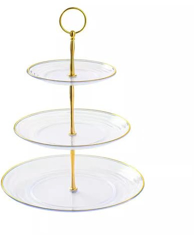 Supporto per cupcake a 3 livelli Wagoodter Supporto per cupcake da dessert in plastica per servire cupcake, frutta, cioccolatini e altro ancora (Trasparente)
