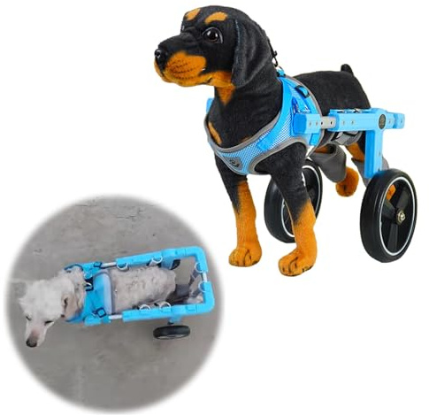 EXCLURA Hunderollstuhl Verstellbarer Rollstuhl für Kleine Hunde, Haustier-Rollstuhl mit Geschirr, für 2-10kg/ 4.4-22lbs Hund Spazieren Gehen, für Hinterbein Rehabilitation(Size S)
