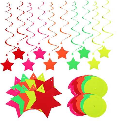 ifundom 1satz Hängende Neon-schwirle Dekorationen Für Partys Xer Mit Leuchtenden Farben Für Geburtstagsfeiern Hochzeiten Und Neujahrsfeiern Leicht Und Dynamisch Für Festliche