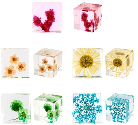 Sparkeads Lot de 5 presse-papiers pressés en forme de fleur séchée en résine transparente pour décoration de bureau, maison, bureau
