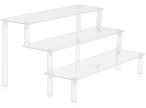 TVNYOUJIA Rialzo in acrilico, 3 ripiani trasparenti, ripiani in acrilico per statuette, cupcake, dessert, profumi, organizer (30 cm, 1 pezzo)