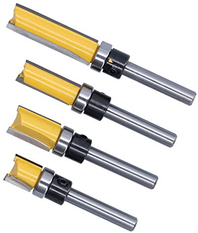 Punta per Fresa con Cerniera per Finiture, Tonda, Argento, Giallo, Codolo 1/4 Pollici, Finiture a Filo, Taglierina per Tenoni per Pannelli di Fibra per la Lavorazione del Legno