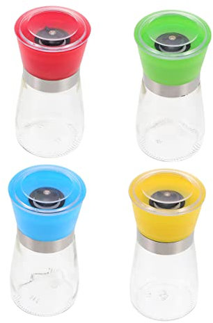 Cabilock 4-teilige Manuelle Kaffeeflasche Aus Glas Pfeffer Und Salz Leicht Zu Reinigen Gelb
