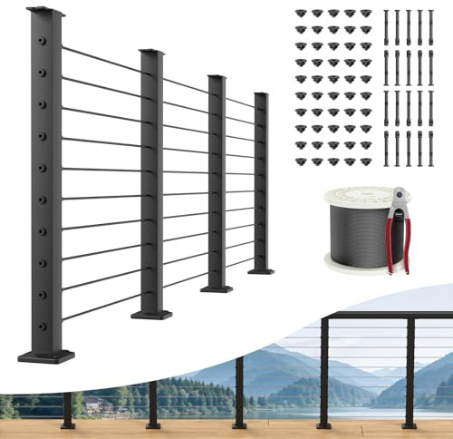 BLIKA 12FT-20FT Complete Set 36 Cable Railing Post Kit