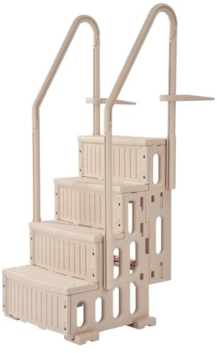 VEVOR Escalera para Piscina, 4 Escalones con Pasamanos Dobles Resistentes Antideslizantes, Carga 181,4kg, para Piscinas Enterradas Elevadas con Cualquier Superficie Cubierta, 874 x 808 x 1985 mm