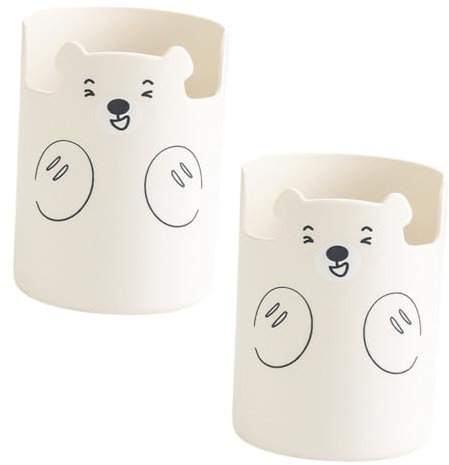 DIYEAH 2pcs Plastic Pen Holders Organizers for Makeup Brush Storage Boxes Cartoon Design