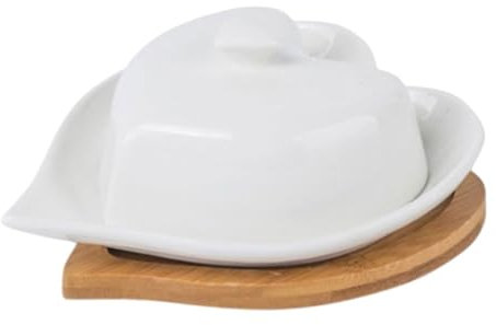 Garneck Set De Maison Céramique Cœur Beurrier Avec Couvercle Porte-beurre Portable Sucrier Et Pot à Lait Porcelaine Blanche Avec Poignée