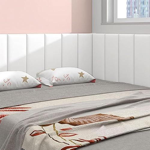 3D Anti-Collision Wall Padding for Kids, White Peel and Stick Headboard Panels, Self-Adhesive Headboard Panels for Wall, Bedroom/Living Room Upholstered Wall Panel,E,11.8x31.4in 3pcs