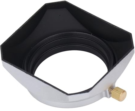 Paraluce da 46 Mm, Paraluce Quadrato in Metallo Avvitabile, Trattamento Opaco All'interno, per Filtro Obiettivo Video Digitale per Videocamera DV, Argento retrò