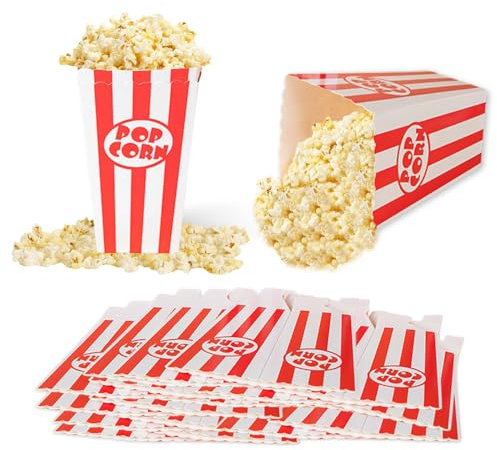YZROHYI 30 Pezzi Contenitore Popcorn Box,Scatole Popcorn Compleanno,Bicchieri Pop Corn Cartone,Sacchetti Pop Corn Piccoli,Contenitori Caramelle per Feste,Contenitori Spuntini Del Partito-7x 5x 11.5 cm
