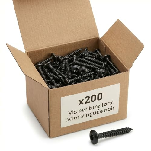 200 vis penture torx acier zingués noir - diamètre de 6 mm - Longueur 50 mm mm - Diamètre 6 mm