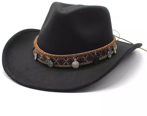 SLEDEZ Klassisk topp hatt för män Western Cowboy Melonhatt för män och kvinnor, filt jazzhatt (färg 7)