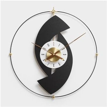 Silenzioso Orologio da Muro Orologio da parete semplice non perforato di lusso grande da 60 cm, for soggiorno, ristorante, decorazione, luce, grigio/nero Orologio da parete(Nero)