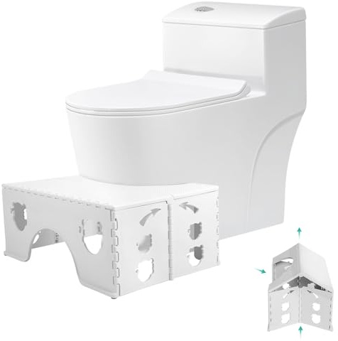 TUAKIMCE Foldable Toilet Stool 7 Inch, Ergonomic Bathroom Step Stool for Adults with Non-Slip Base, Healthy Squatting Posture Poop Stool, Space Saving Design, Compact Toilet Squat stool